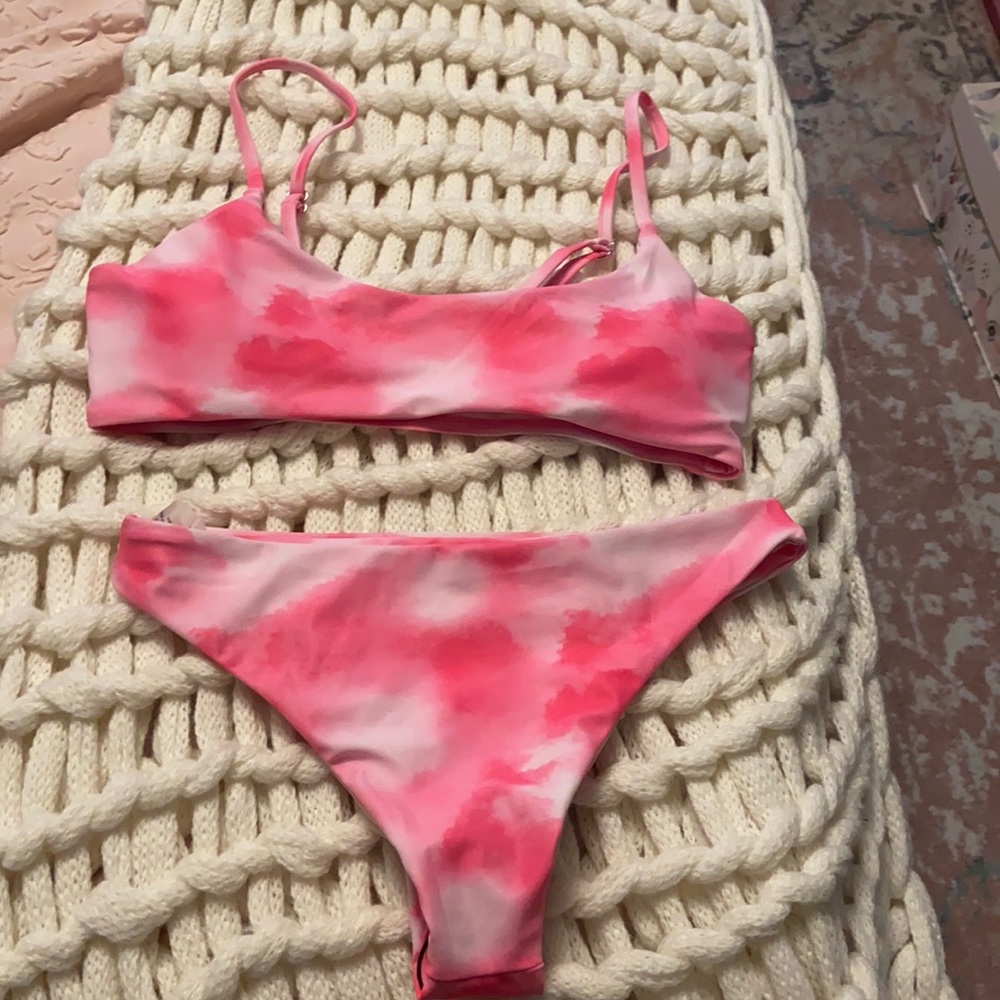 Shein pink tie dye bikini